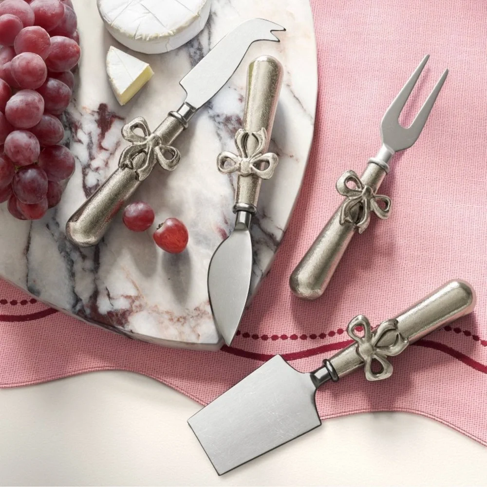 4pk Bow Cheese Tool Set Silver - Threshold™